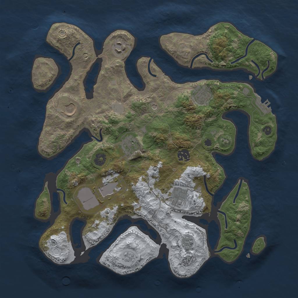 Rust Map: Procedural Map, Size: 3500, Seed: 1121767403, 16 Monuments