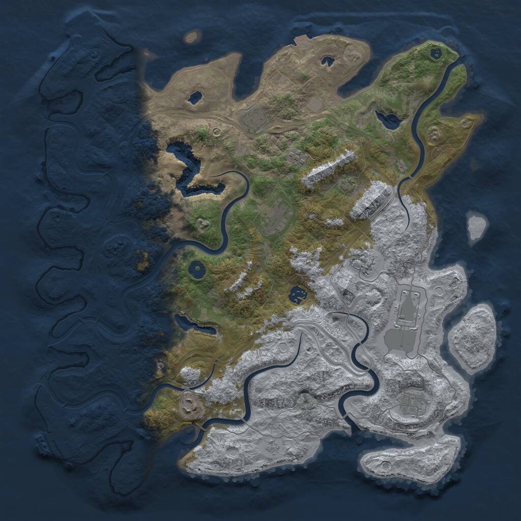Rust Map: Procedural Map, Size: 4500, Seed: 1355234835, 14 Monuments