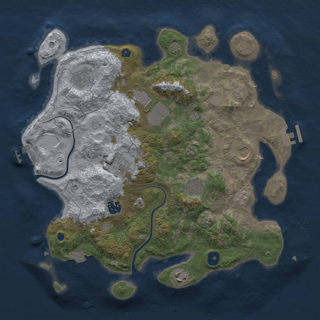 Rust Map: Procedural Map, Size: 3600, Seed: 1085186477, 14 Monuments
