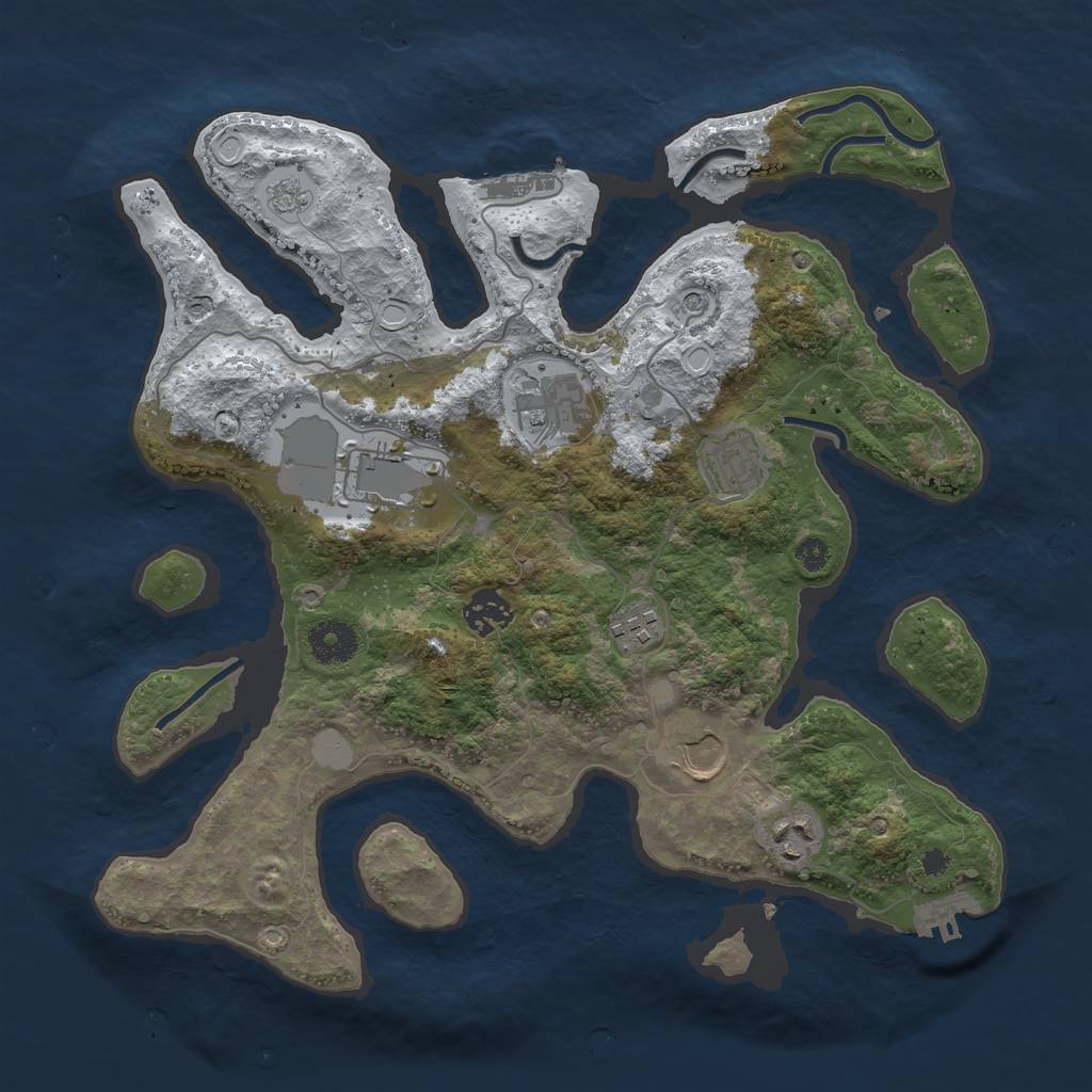 Rust Map: Procedural Map, Size: 3500, Seed: 364075, 16 Monuments