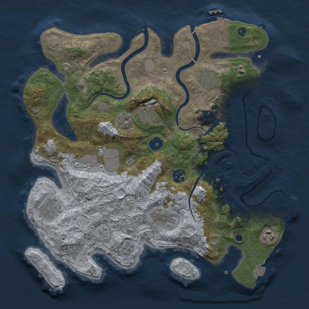 Rust Map: Procedural Map, Size: 3550, Seed: 954154, 14 Monuments