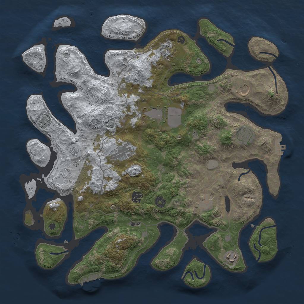 Rust Map: Procedural Map, Size: 4000, Seed: 1359008102, 18 Monuments