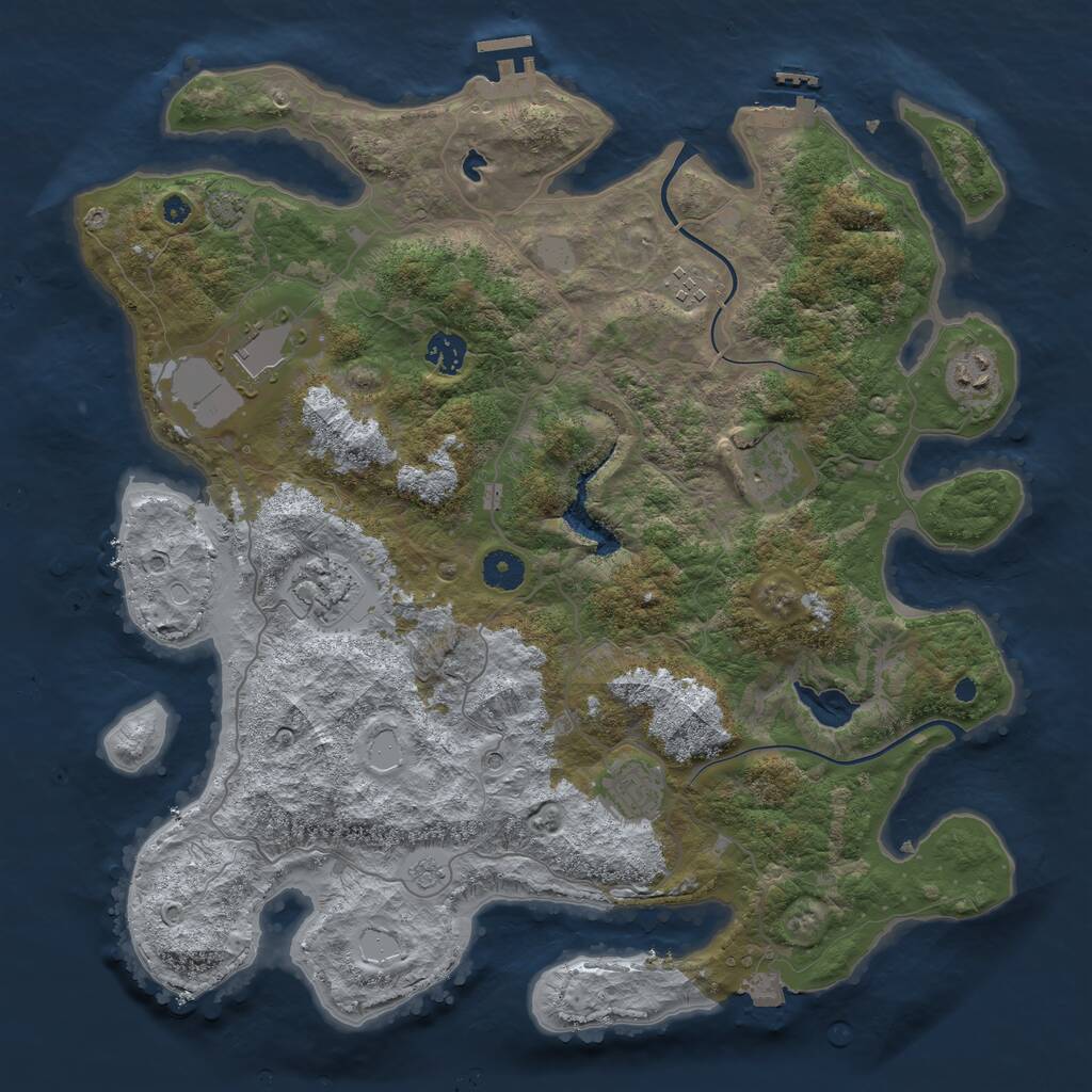 Rust Map: Procedural Map, Size: 4000, Seed: 380855827, 13 Monuments