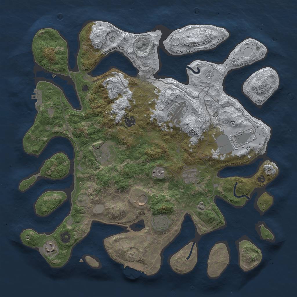 Rust Map: Procedural Map, Size: 4000, Seed: 521070367, 18 Monuments