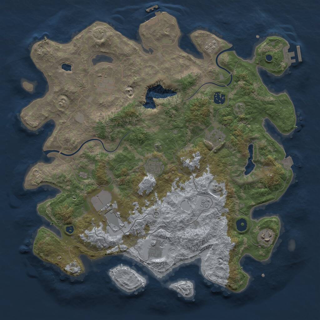 Rust Map: Procedural Map, Size: 4000, Seed: 37394037, 14 Monuments
