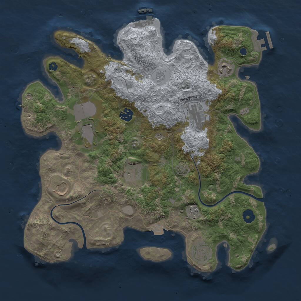 Rust Map: Procedural Map, Size: 3500, Seed: 371947, 14 Monuments