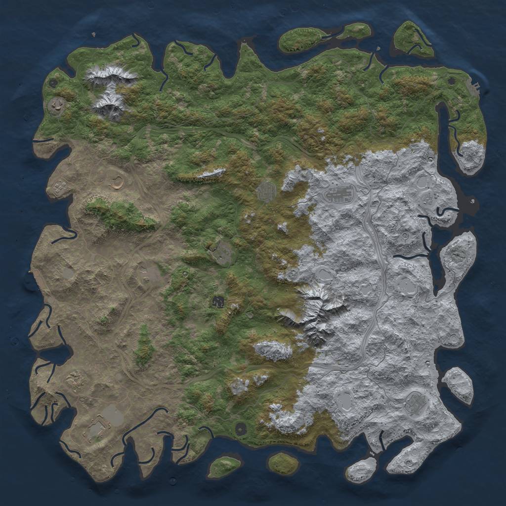 Rust Map: Procedural Map, Size: 6000, Seed: 3141592, 18 Monuments