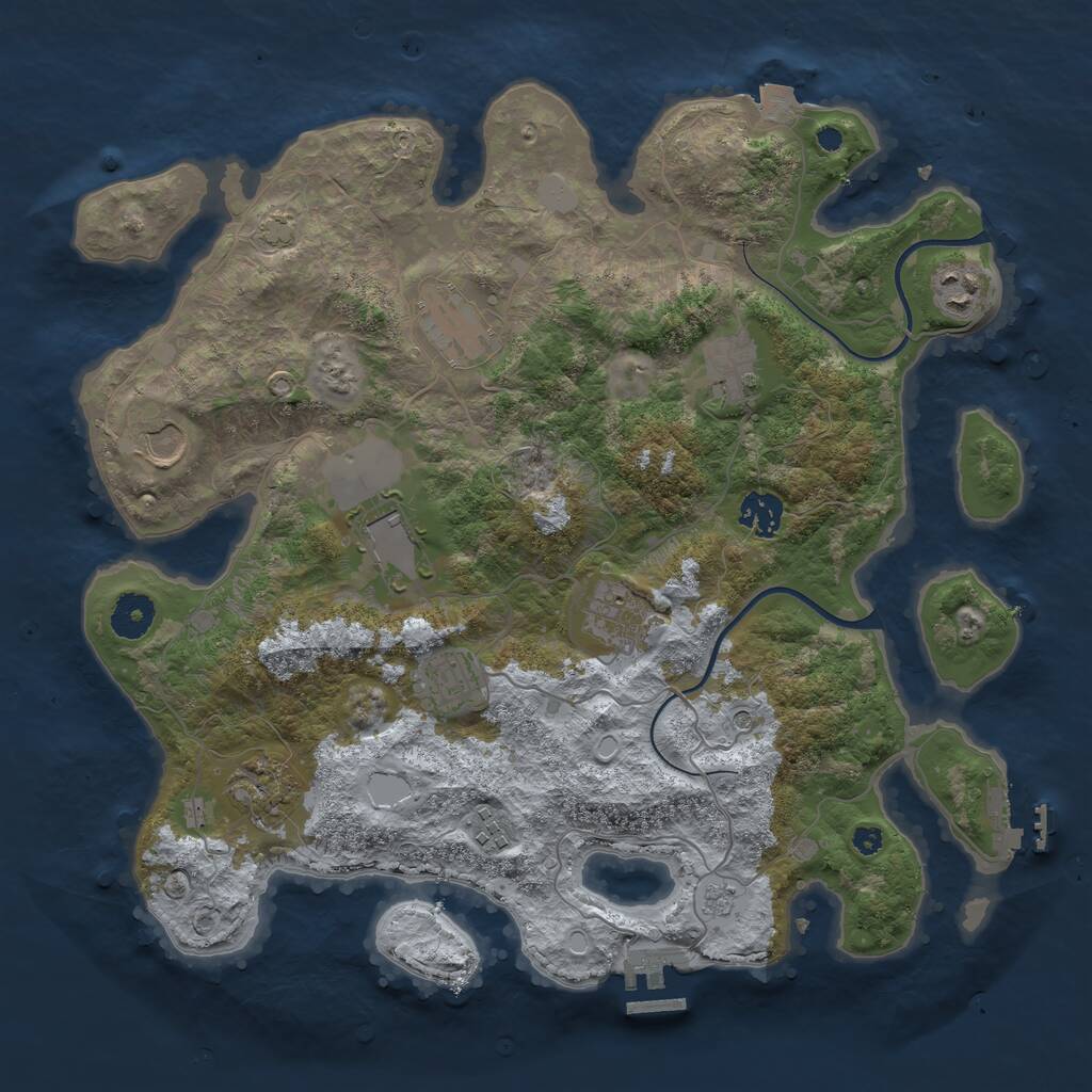 Rust Map: Procedural Map, Size: 3700, Seed: 281458666, 16 Monuments