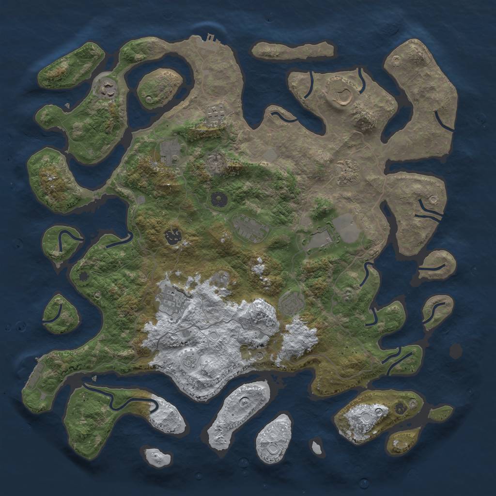Rust Map: Procedural Map, Size: 4500, Seed: 1378589183, 19 Monuments