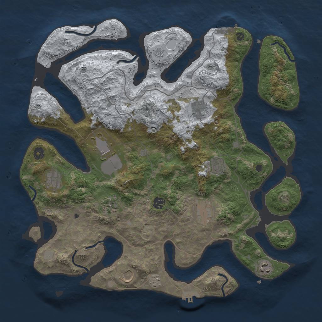 Rust Map: Procedural Map, Size: 4000, Seed: 273760500, 19 Monuments