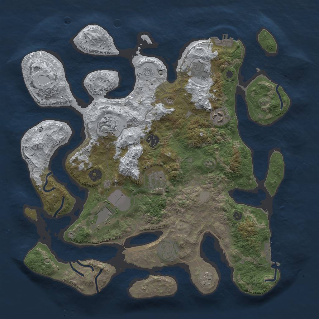 Rust Map: Procedural Map, Size: 3750, Seed: 865577062, 17 Monuments
