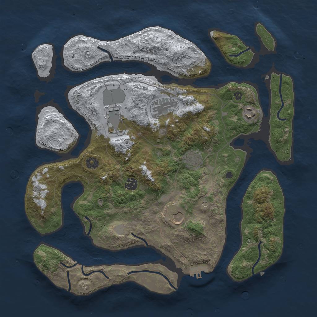 Rust Map: Procedural Map, Size: 3750, Seed: 480251, 13 Monuments