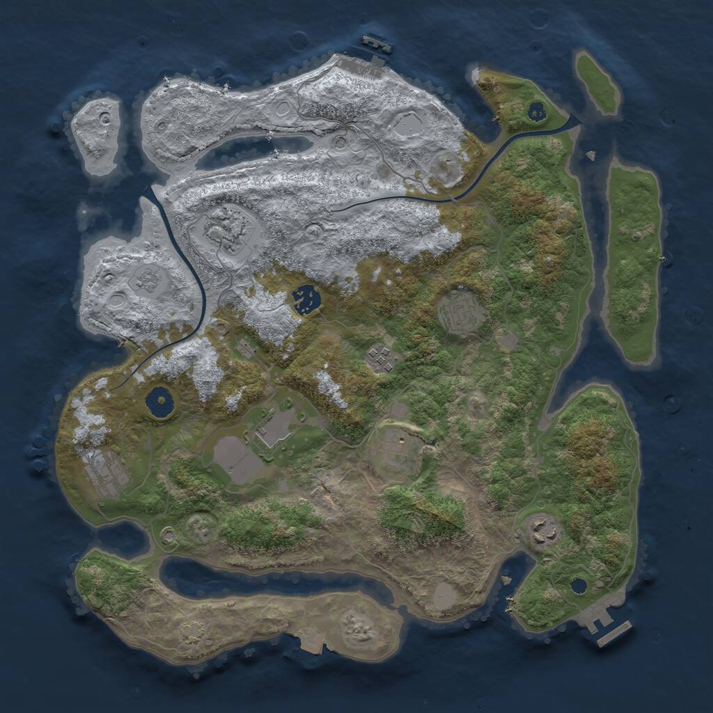 Rust Map: Procedural Map, Size: 3750, Seed: 480251, 14 Monuments