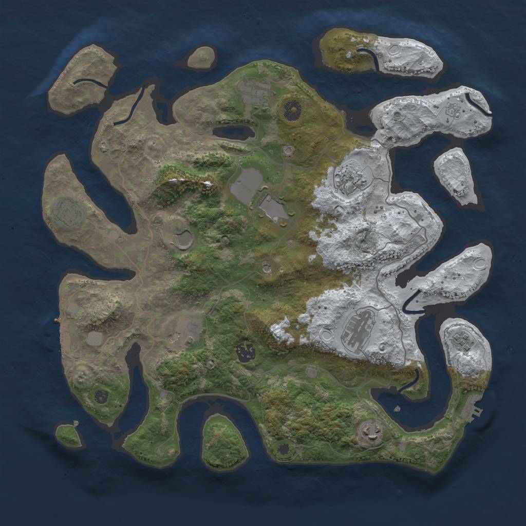 Rust Map: Procedural Map, Size: 4000, Seed: 2022010702, 19 Monuments