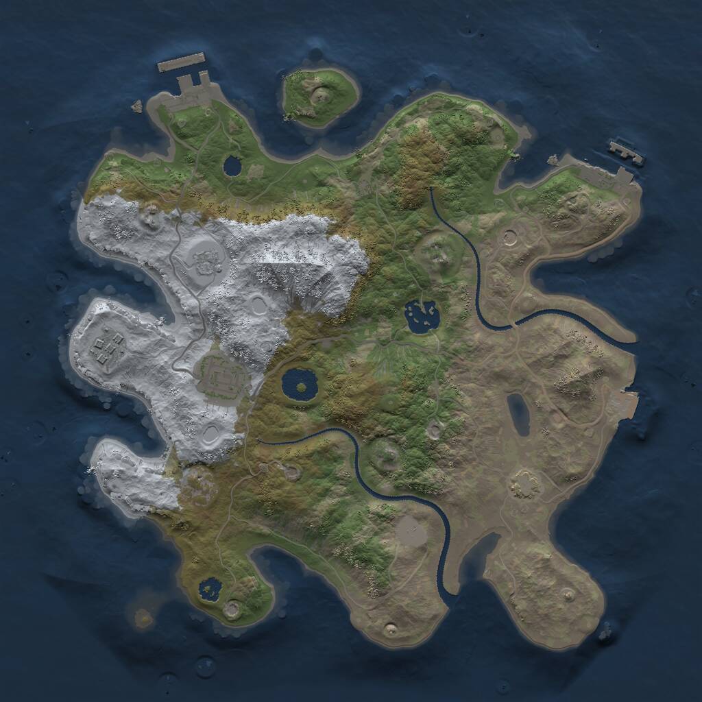 Rust Map: Procedural Map, Size: 3000, Seed: 2425, 9 Monuments