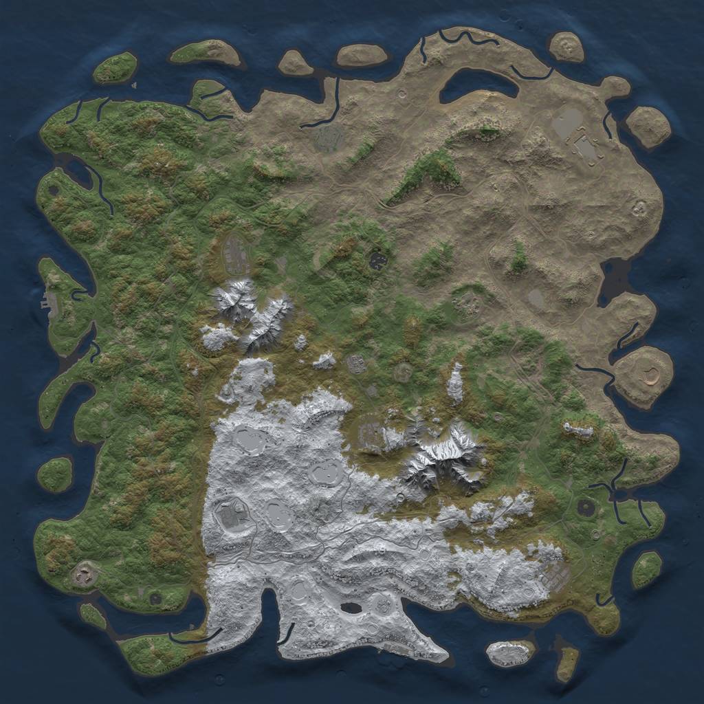 Rust Map: Procedural Map, Size: 6000, Seed: 153830, 20 Monuments