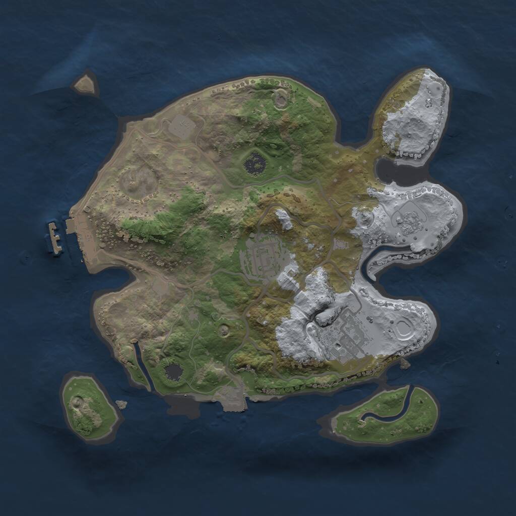 Rust Map: Procedural Map, Size: 2500, Seed: 4231210, 5 Monuments