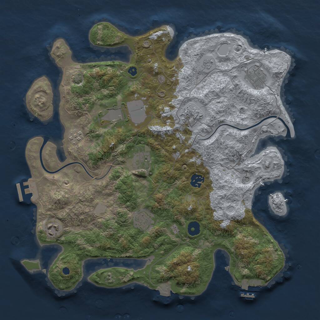 Rust Map: Procedural Map, Size: 3550, Seed: 306451, 14 Monuments
