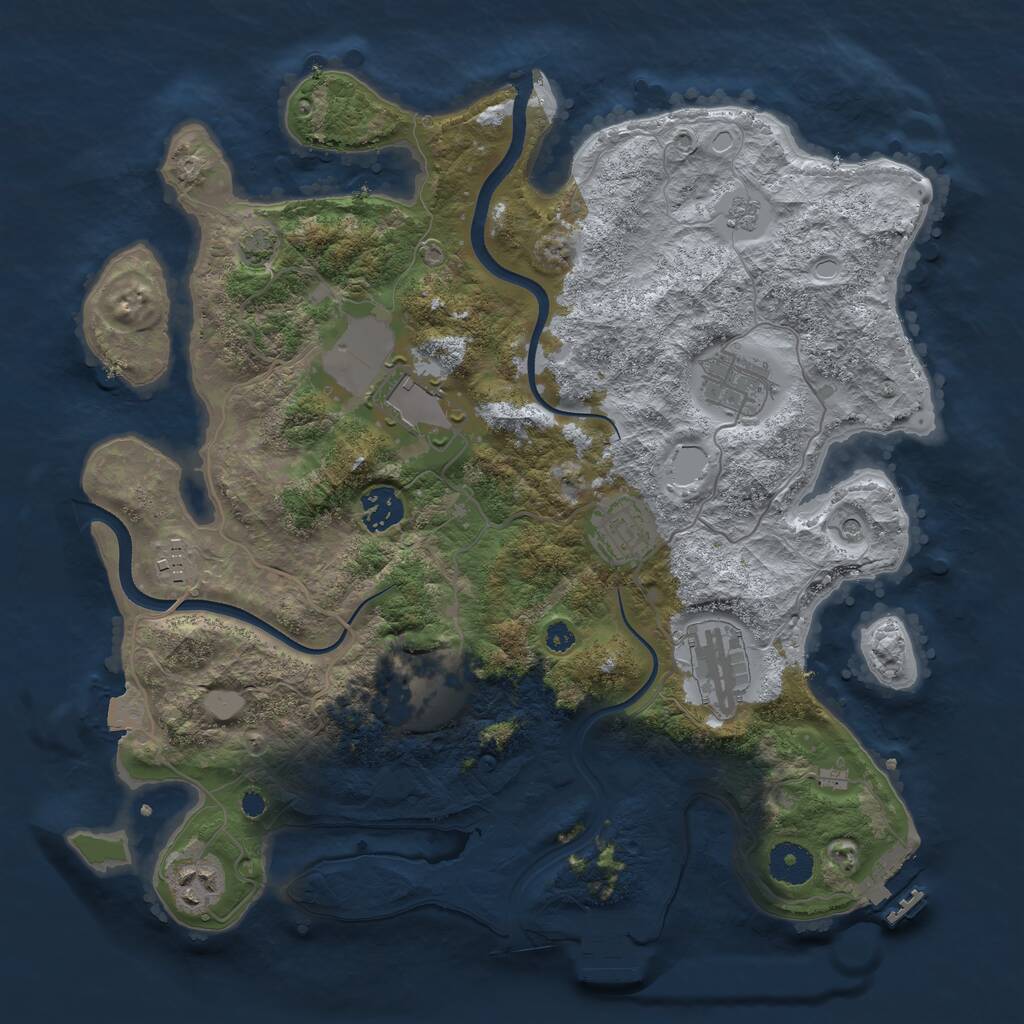 Rust Map: Procedural Map, Size: 3550, Seed: 306451, 14 Monuments