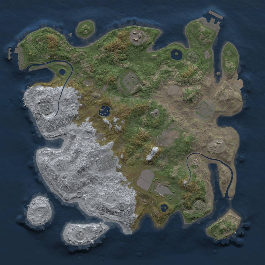 Rust Map: Procedural Map, Size: 3500, Seed: 55746138, 14 Monuments
