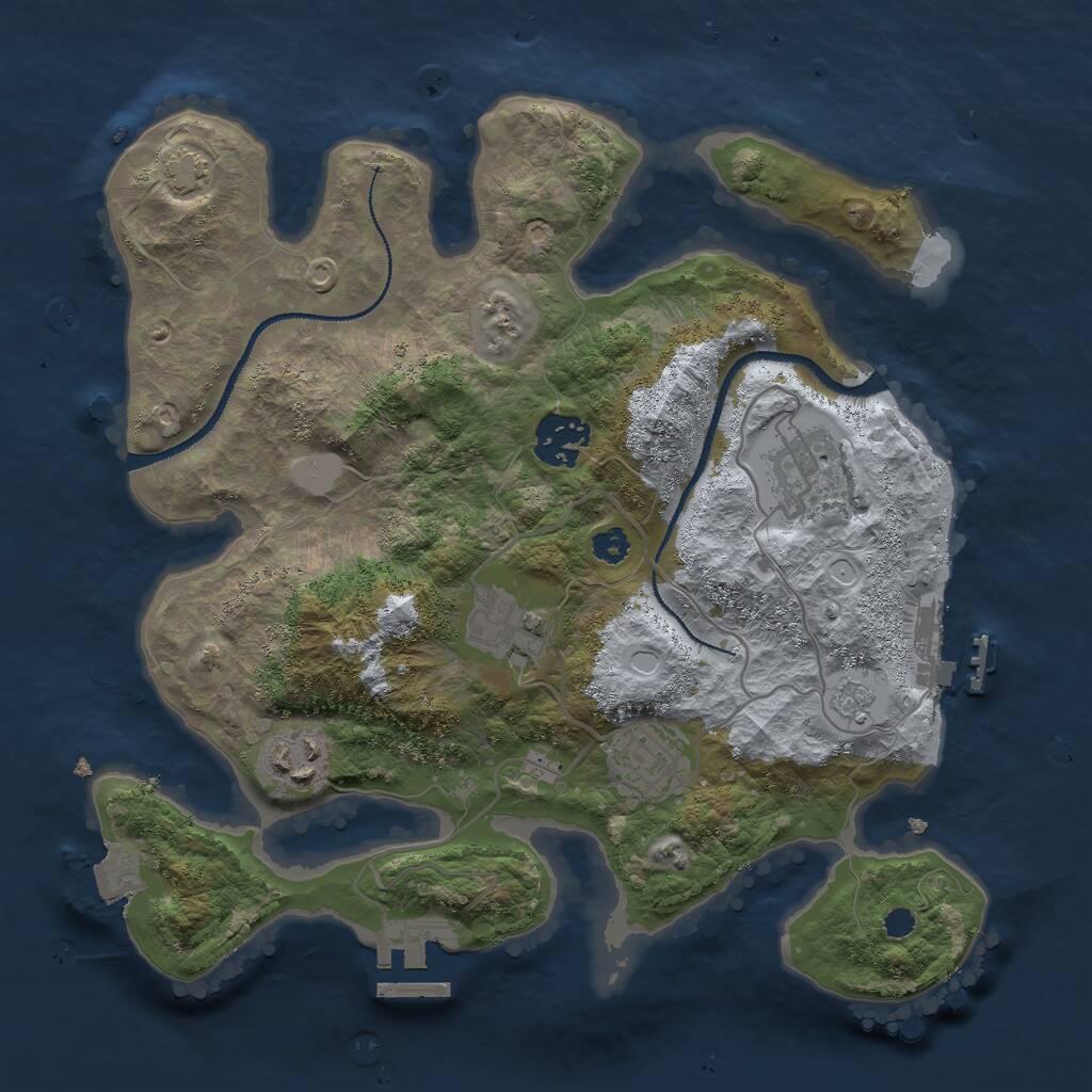 Rust Map: Procedural Map, Size: 3000, Seed: 30472, 10 Monuments