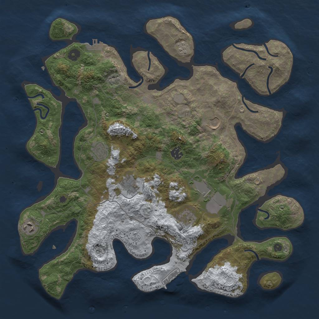 Rust Map: Procedural Map, Size: 4000, Seed: 419, 17 Monuments