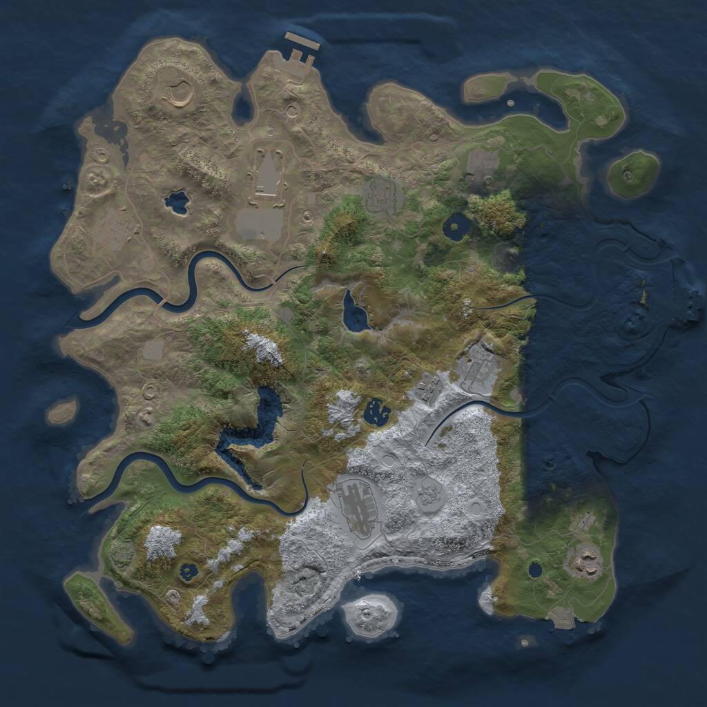 Rust Map: Procedural Map, Size: 4000, Seed: 541256471, 16 Monuments