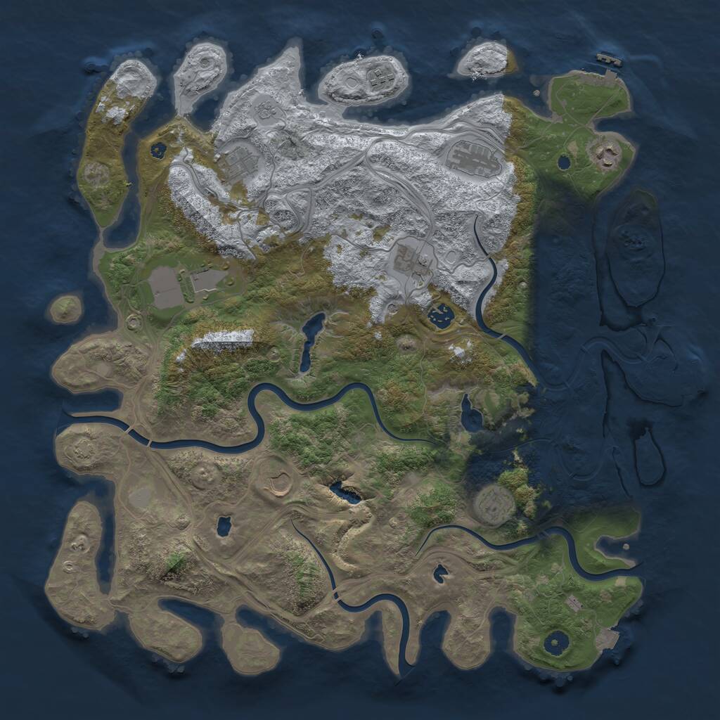 Rust Map: Procedural Map, Size: 4500, Seed: 3423041, 15 Monuments