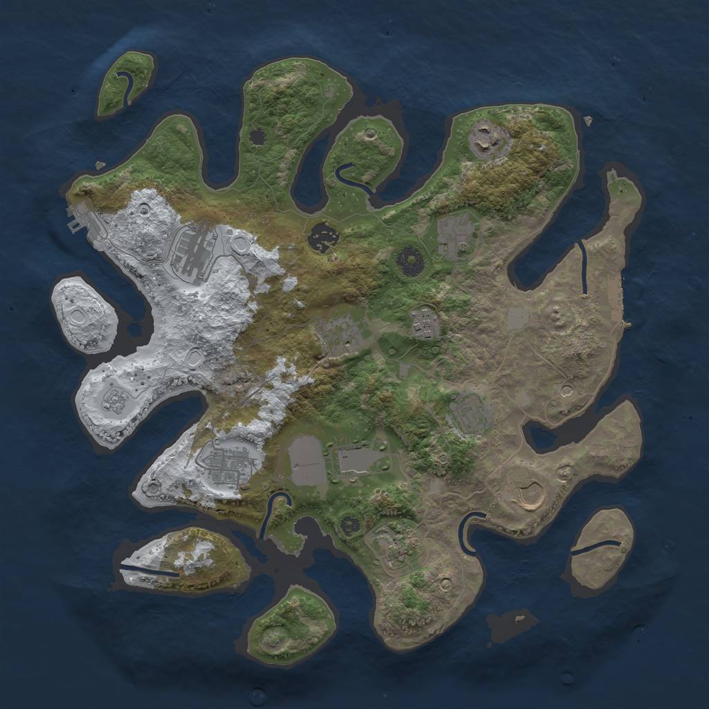 Rust Map: Procedural Map, Size: 3700, Seed: 2093249983, 20 Monuments