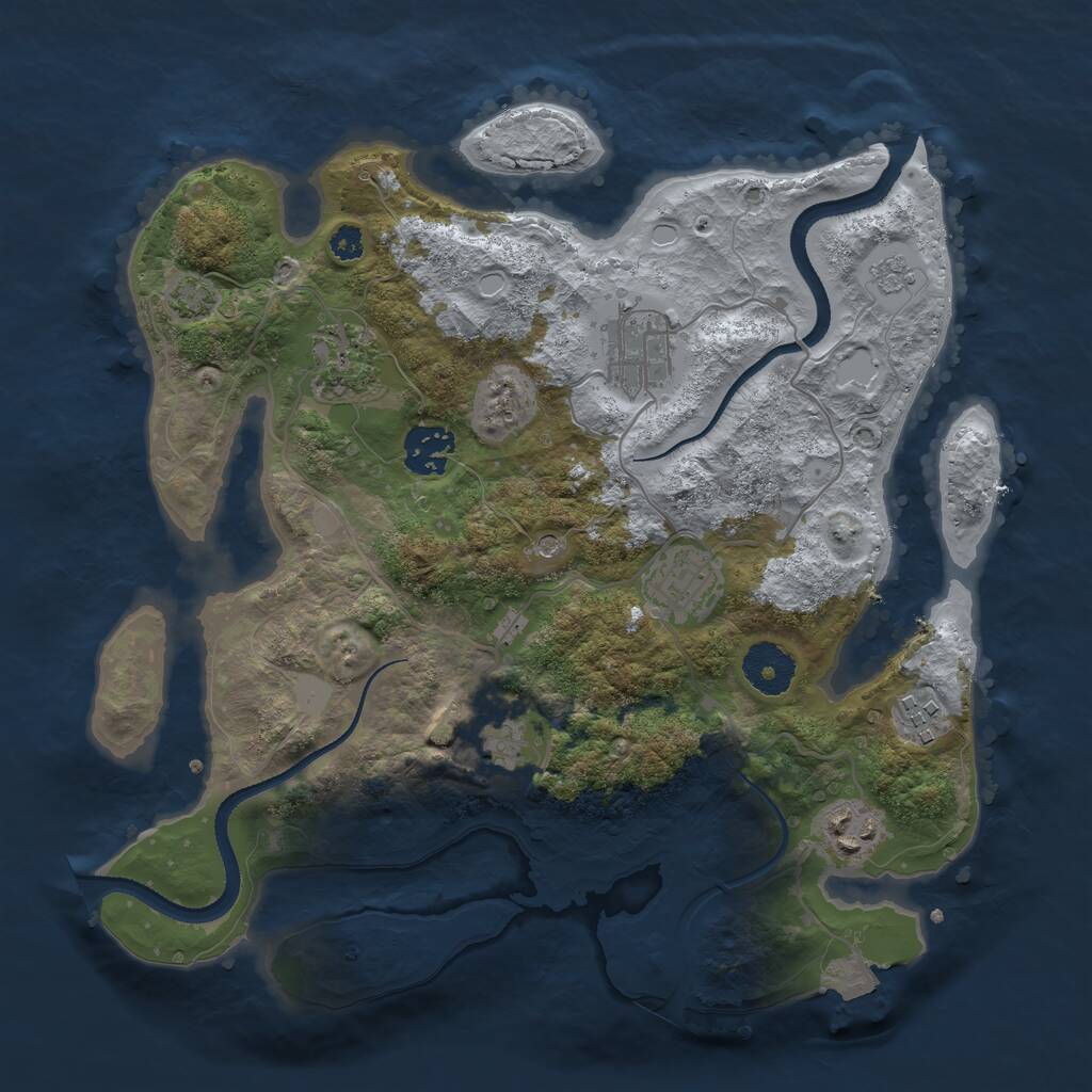 Rust Map: Procedural Map, Size: 3200, Seed: 307, 11 Monuments