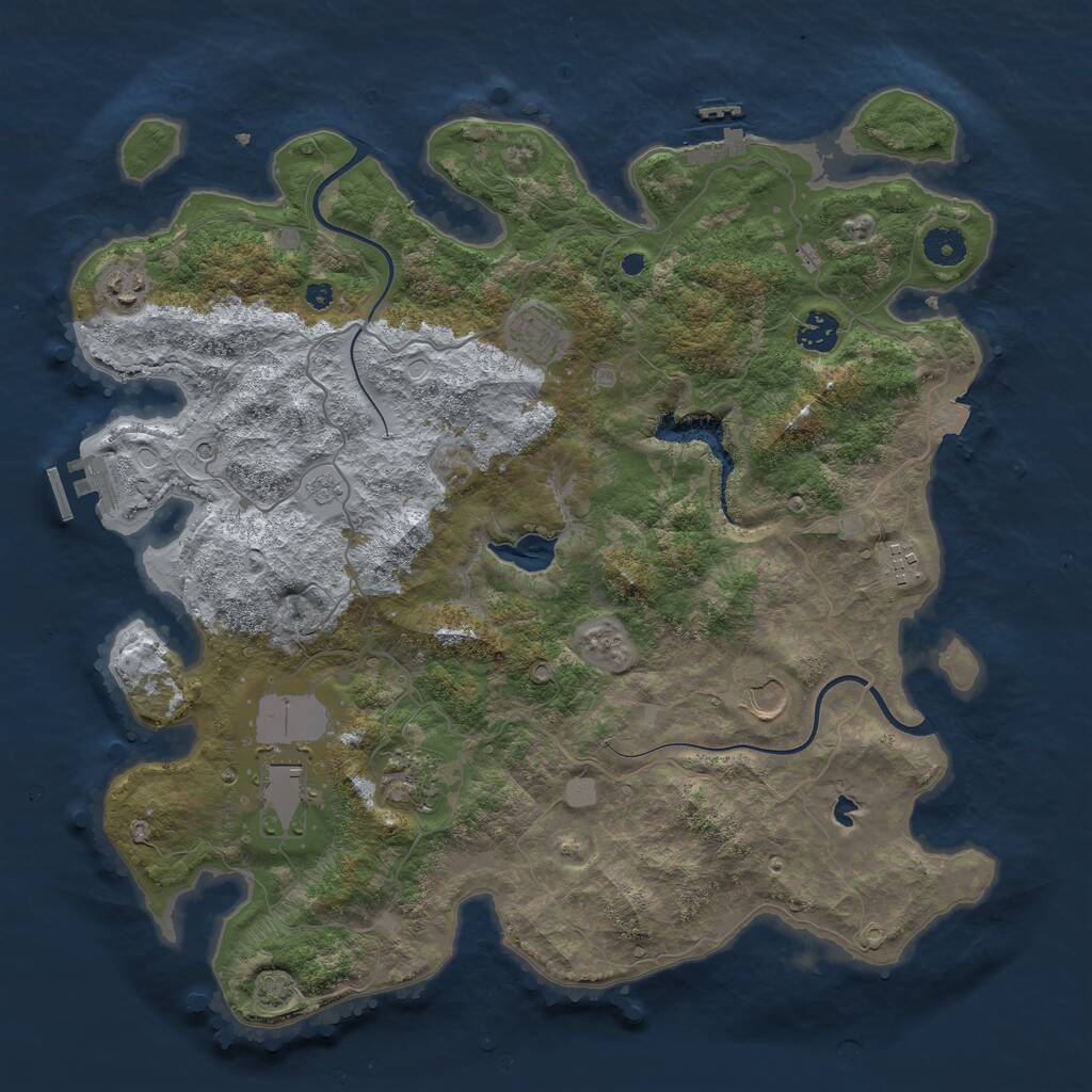 Rust Map: Procedural Map, Size: 4000, Seed: 88376733, 13 Monuments