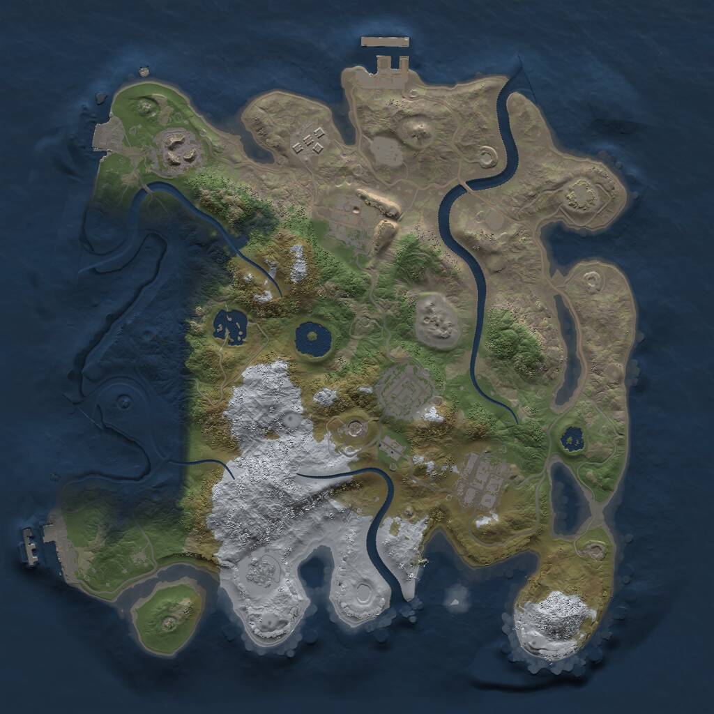 Rust Map: Procedural Map, Size: 3000, Seed: 1103099743, 12 Monuments