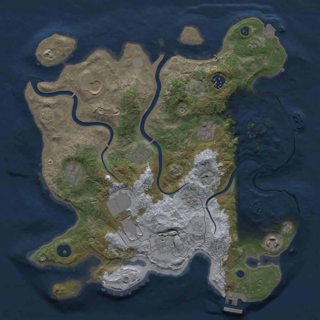 Rust Map: Procedural Map, Size: 3500, Seed: 936826641, 15 Monuments