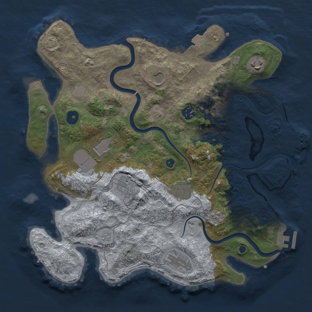 Rust Map: Procedural Map, Size: 3550, Seed: 959628, 14 Monuments