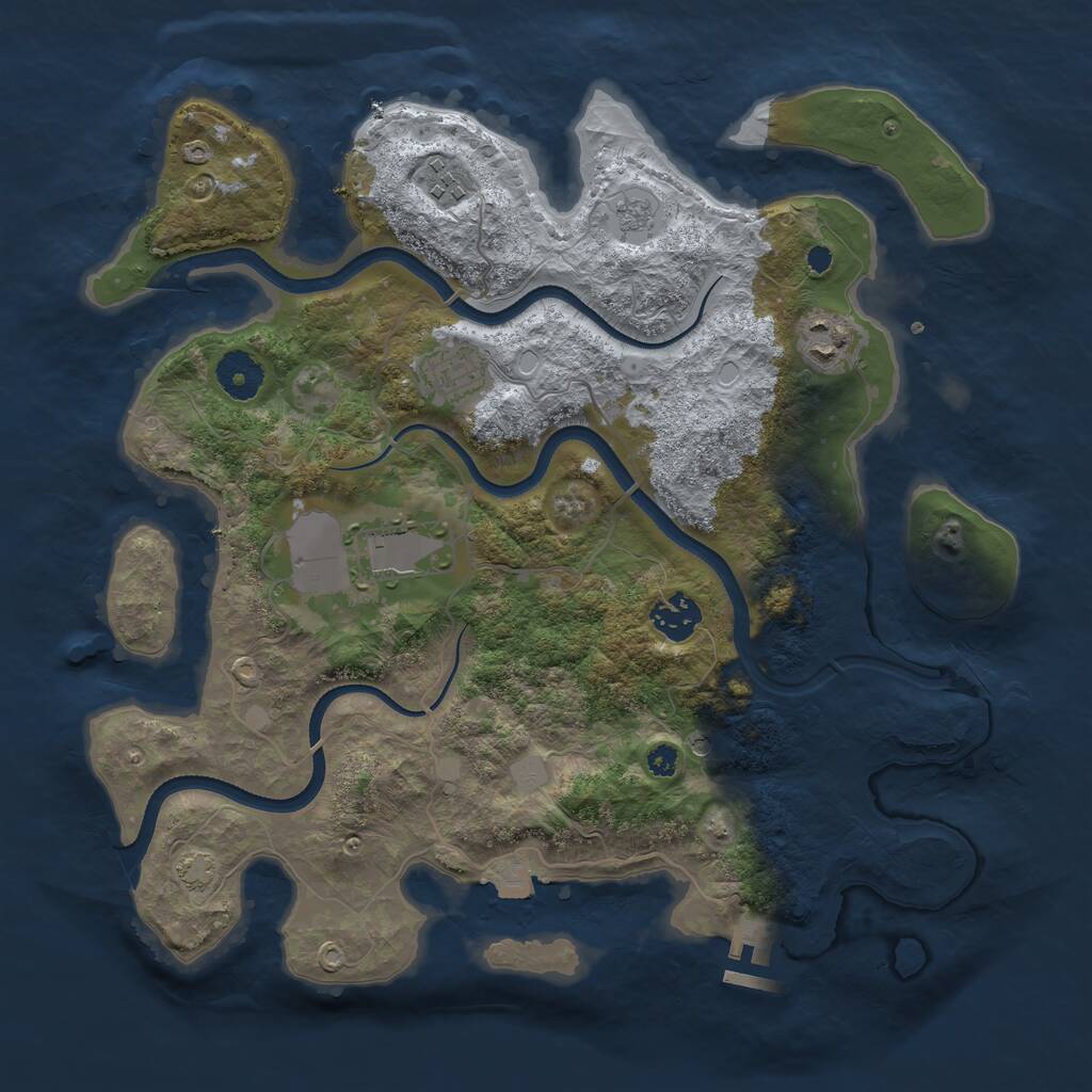 Rust Map: Procedural Map, Size: 3500, Seed: 2115, 10 Monuments