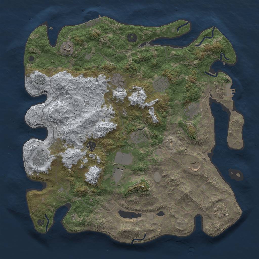 Rust Map: Procedural Map, Size: 4000, Seed: 693662, 20 Monuments