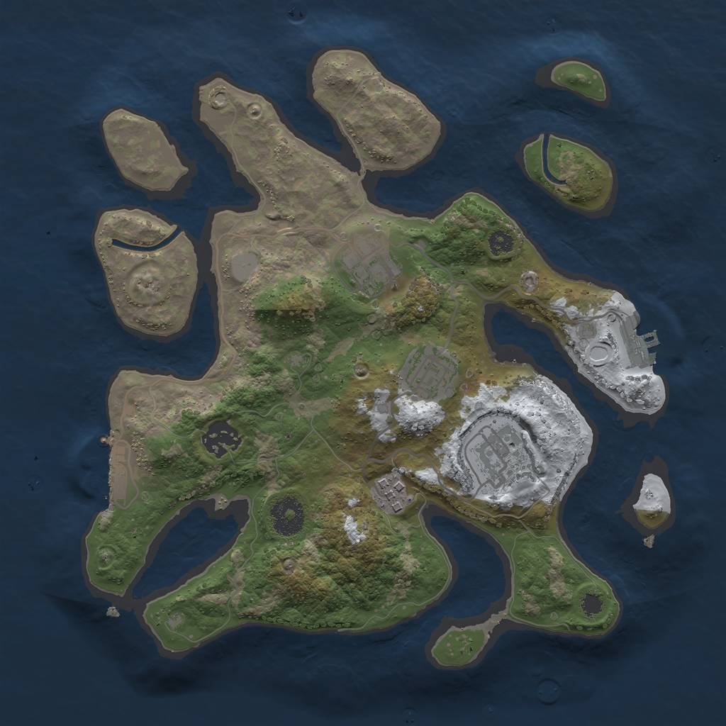 Rust Map: Procedural Map, Size: 3000, Seed: 44885484, 12 Monuments