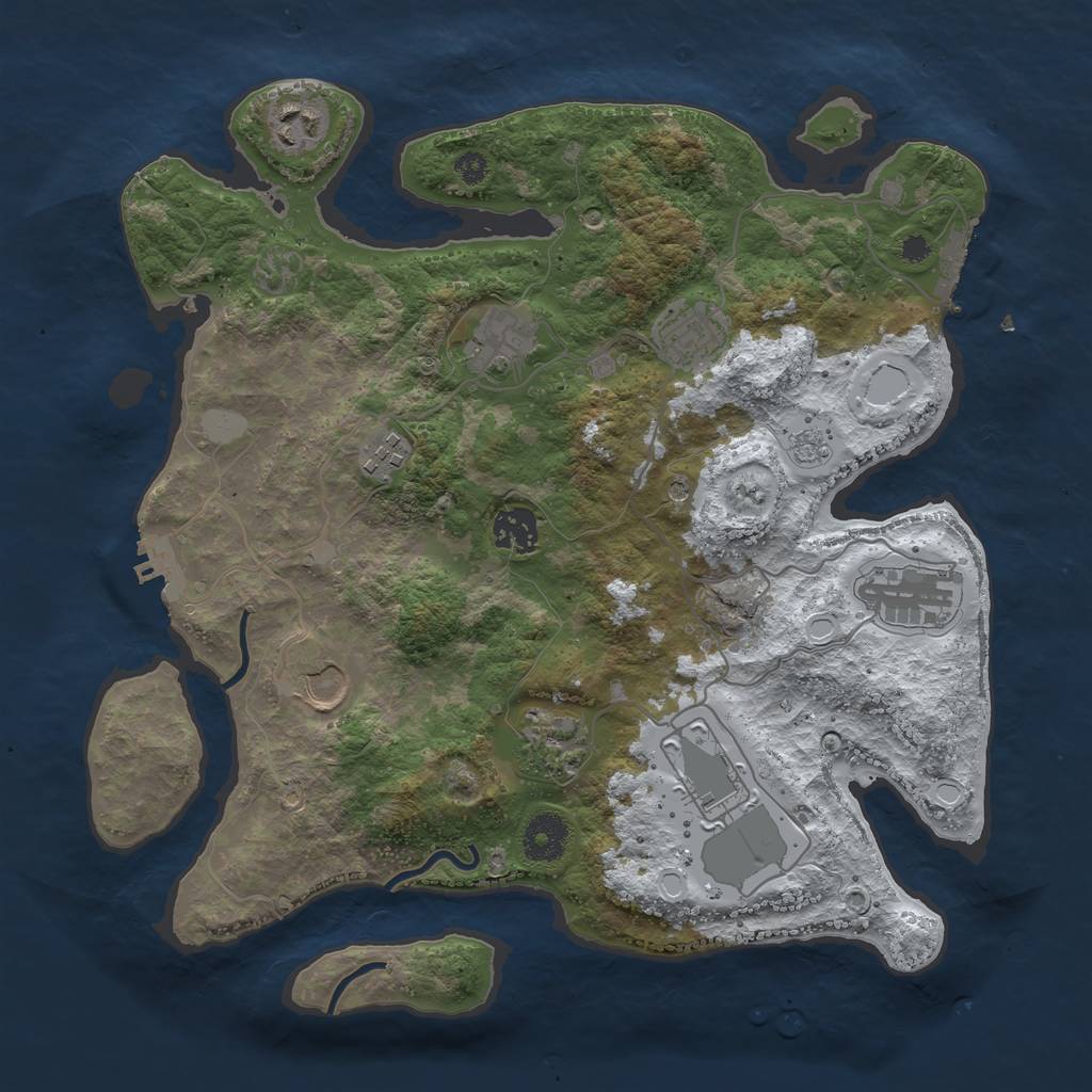 Rust Map: Procedural Map, Size: 3500, Seed: 454458, 18 Monuments