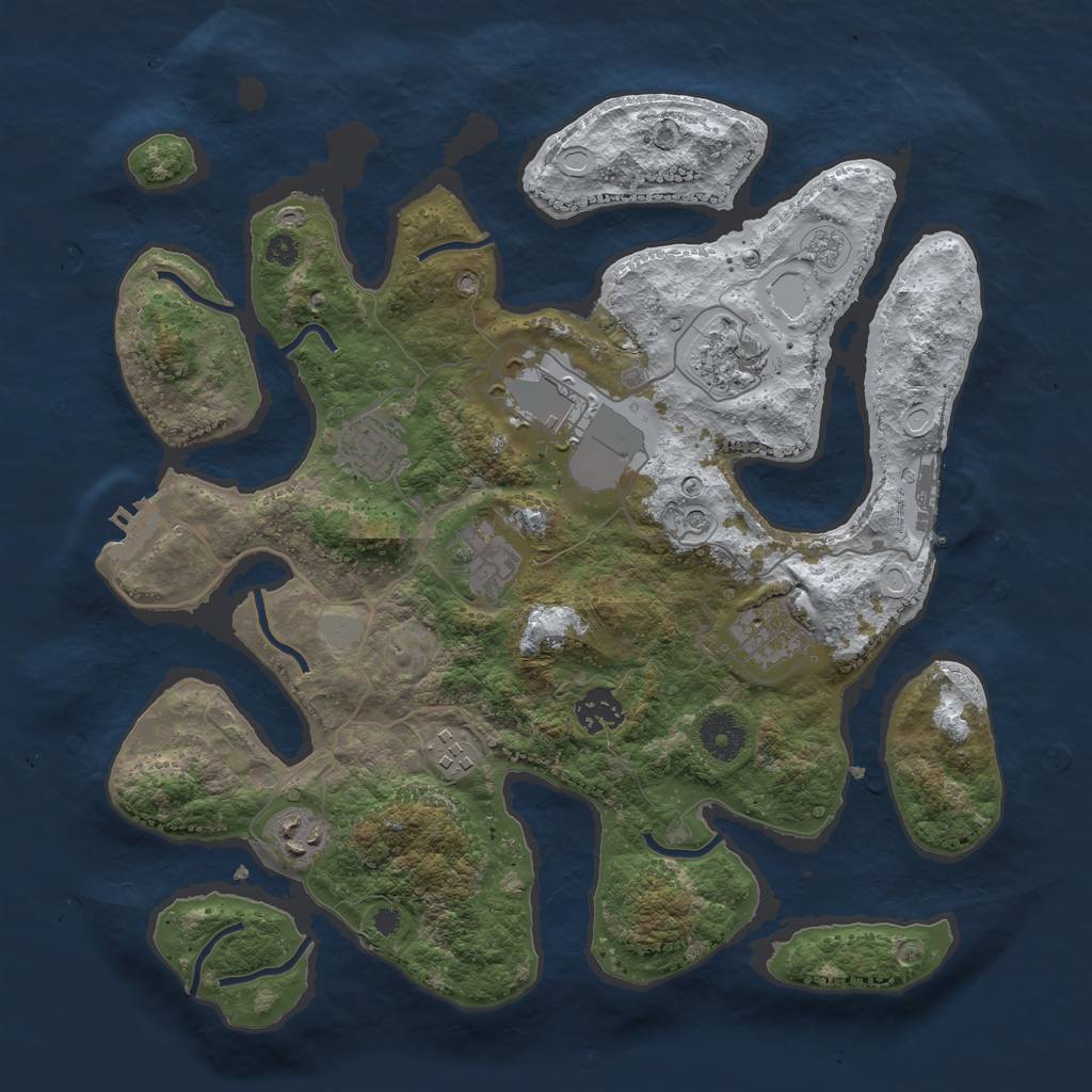Rust Map: Procedural Map, Size: 3550, Seed: 54557, 17 Monuments