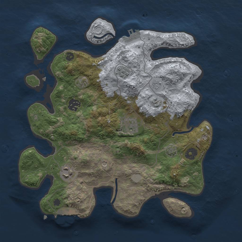 Rust Map: Procedural Map, Size: 3000, Seed: 543885, 12 Monuments
