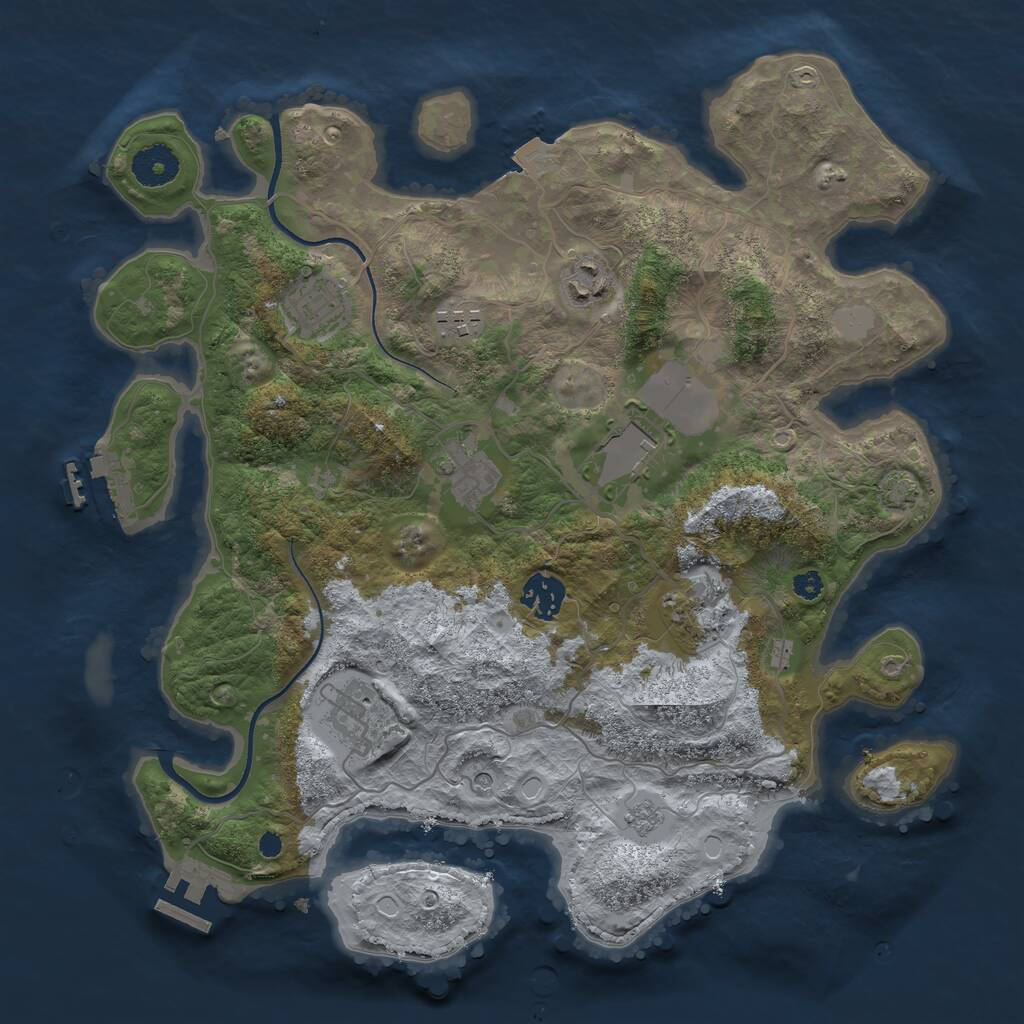 Rust Map: Procedural Map, Size: 3500, Seed: 7384, 14 Monuments