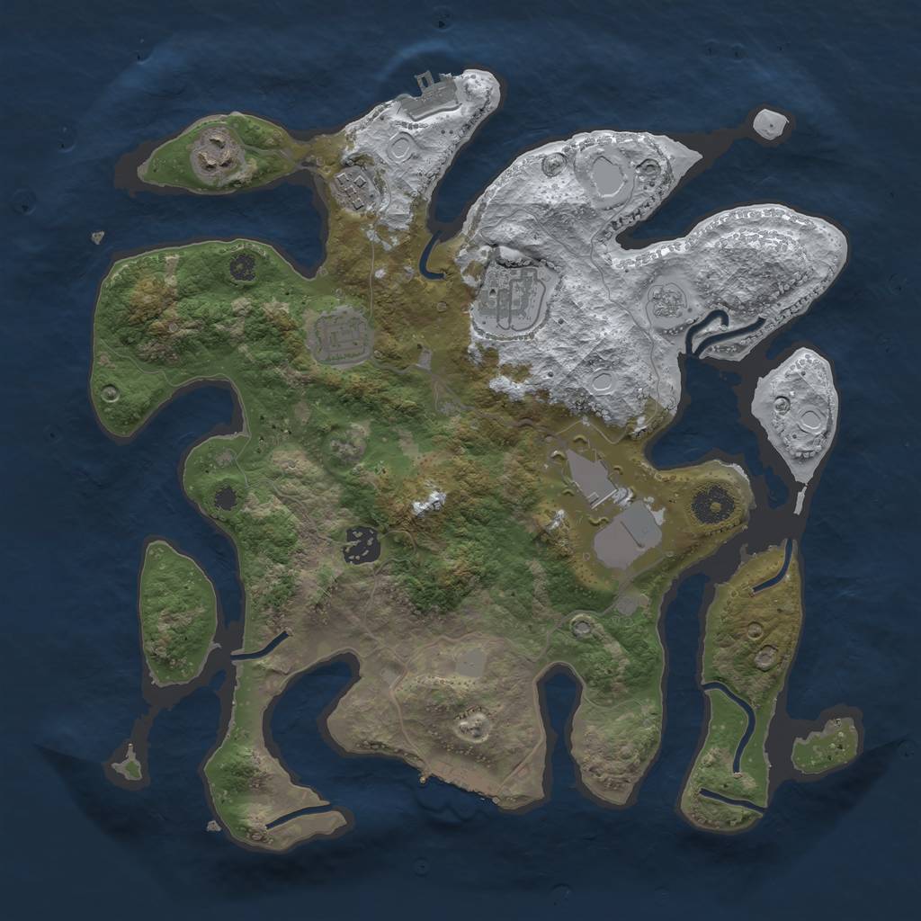 Rust Map: Procedural Map, Size: 3500, Seed: 24, 14 Monuments