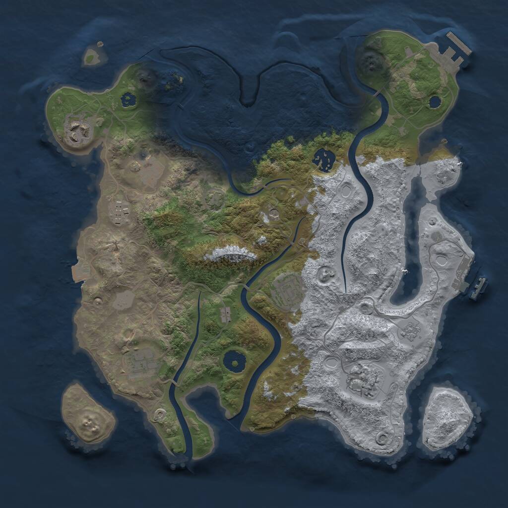 Rust Map: Procedural Map, Size: 3400, Seed: 901423326, 13 Monuments