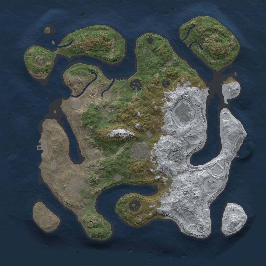 Rust Map: Procedural Map, Size: 3400, Seed: 901423326, 14 Monuments