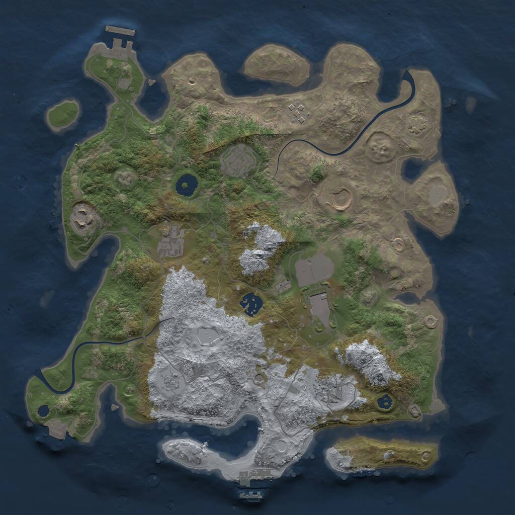Rust Map: Procedural Map, Size: 3550, Seed: 636583, 14 Monuments