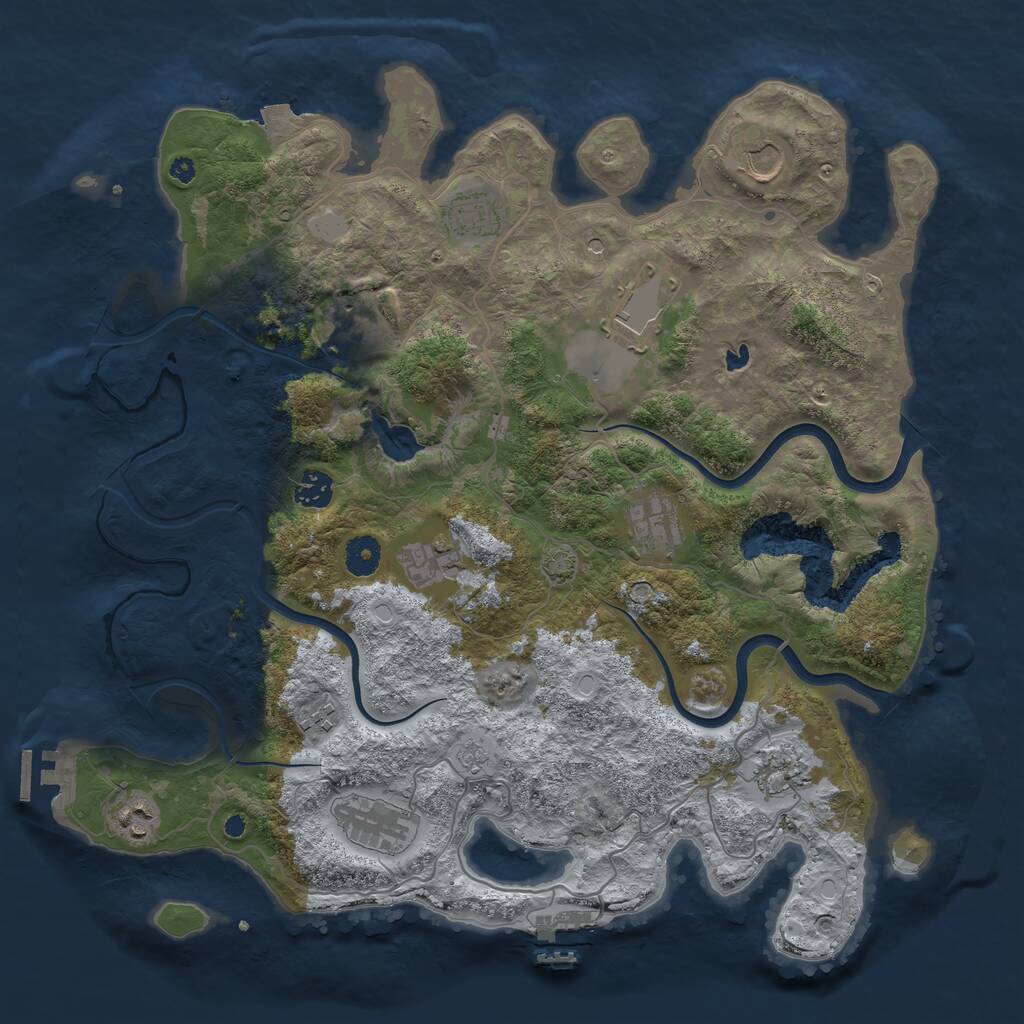 Rust Map: Procedural Map, Size: 4000, Seed: 9284754, 17 Monuments