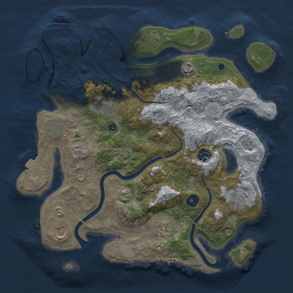 Rust Map: Procedural Map, Size: 3550, Seed: 22496, 13 Monuments