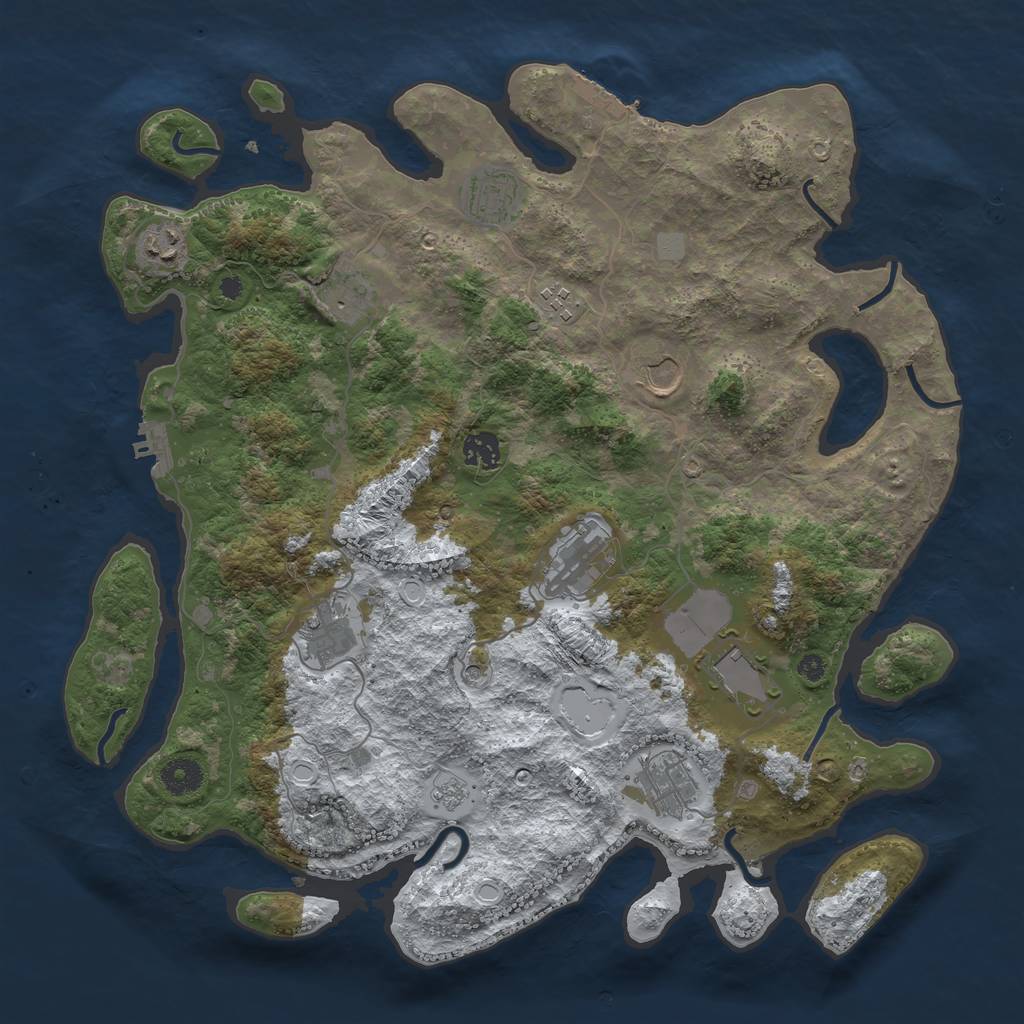 Rust Map: Procedural Map, Size: 3950, Seed: 661332159, 19 Monuments