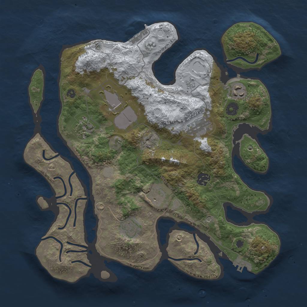 Rust Map: Procedural Map, Size: 3500, Seed: 733219220, 16 Monuments