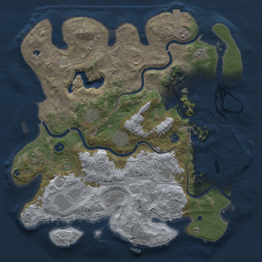 Rust Map: Procedural Map, Size: 4250, Seed: 1918783837, 17 Monuments